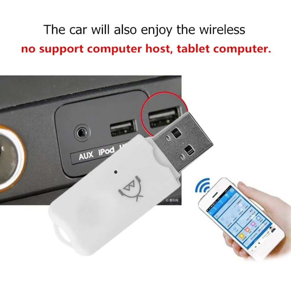 جهاز استقبال موسيقى ستيريو صغير USB متوافق مع بلوتوث، محول صوت ستيريو لاسلكي، طقم دونغل مع ميكروفون لمكبر صوت السيارة