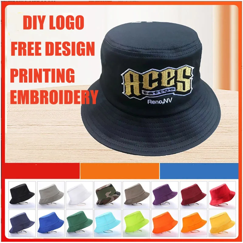 

Custom Print Embroidery Bucket Hats women Men Outdoor Fishermen Cap Cotton Wild Panama Hats hip hop bucket hat Cotton Foldable