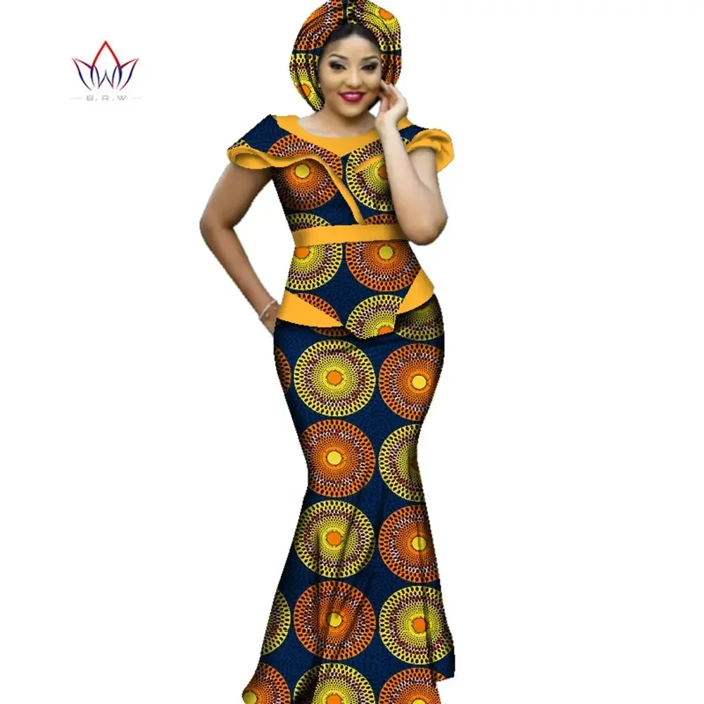 Hot Sale African Dresses Designs Dashiki Plus Size Women Africa Long Dress Party Dresses Women Set Clothing  WY2711