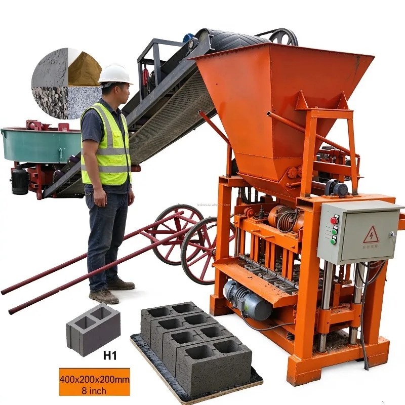 Affordable Diesel Concrete Block Making Machine 16hp Semi Automatic Brick Maker 360pcs/h Hollow Brick Machine For Sale