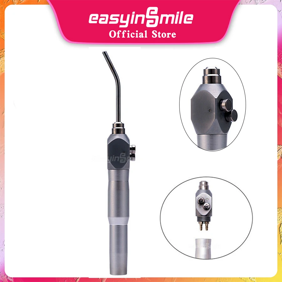 1 Pc Dental 3 Way Air Water Syringe Straight Triple Spray Teeth Whitening Handpiece with 2 Nozzles Tips Easyinsmile