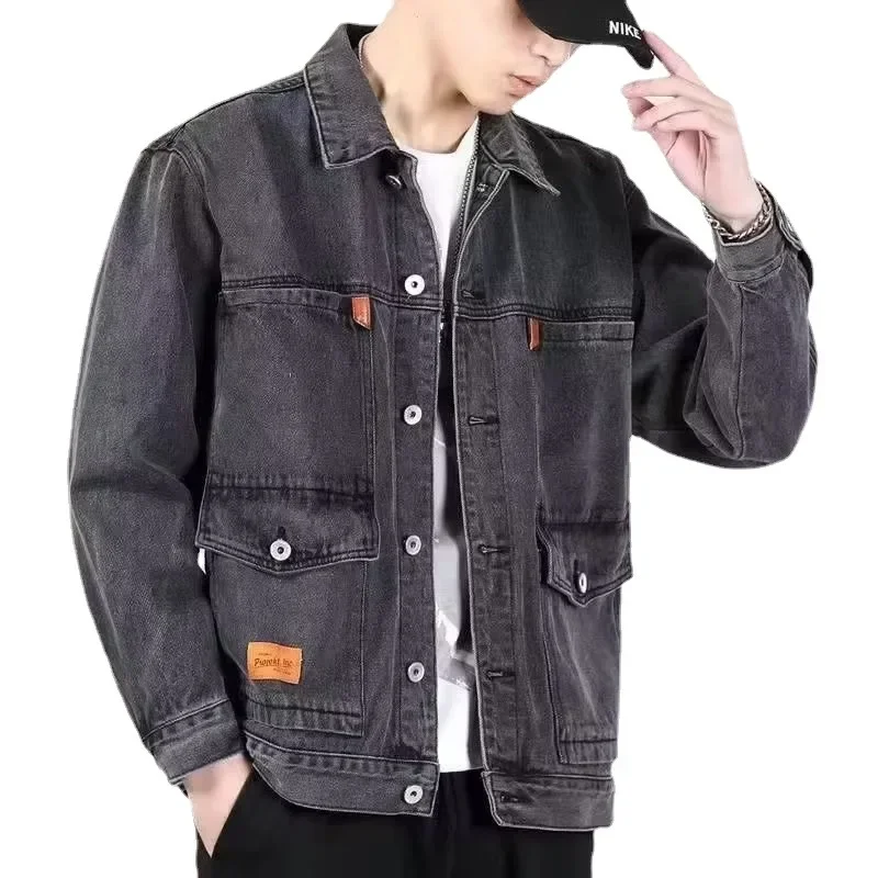 Spring Coat Buttons Autumn Jacket Long Sleeves Pure Color Autumn Denim Jacket Thermal