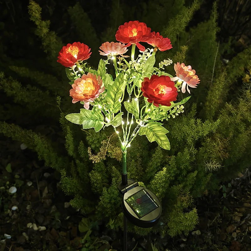 Neue 7-köpfige Solar-LED-Schnee-Lotus-Lampe Außenleuchten Rasen Gartenleuchten Solar-Außenleuchte Gartendekoration