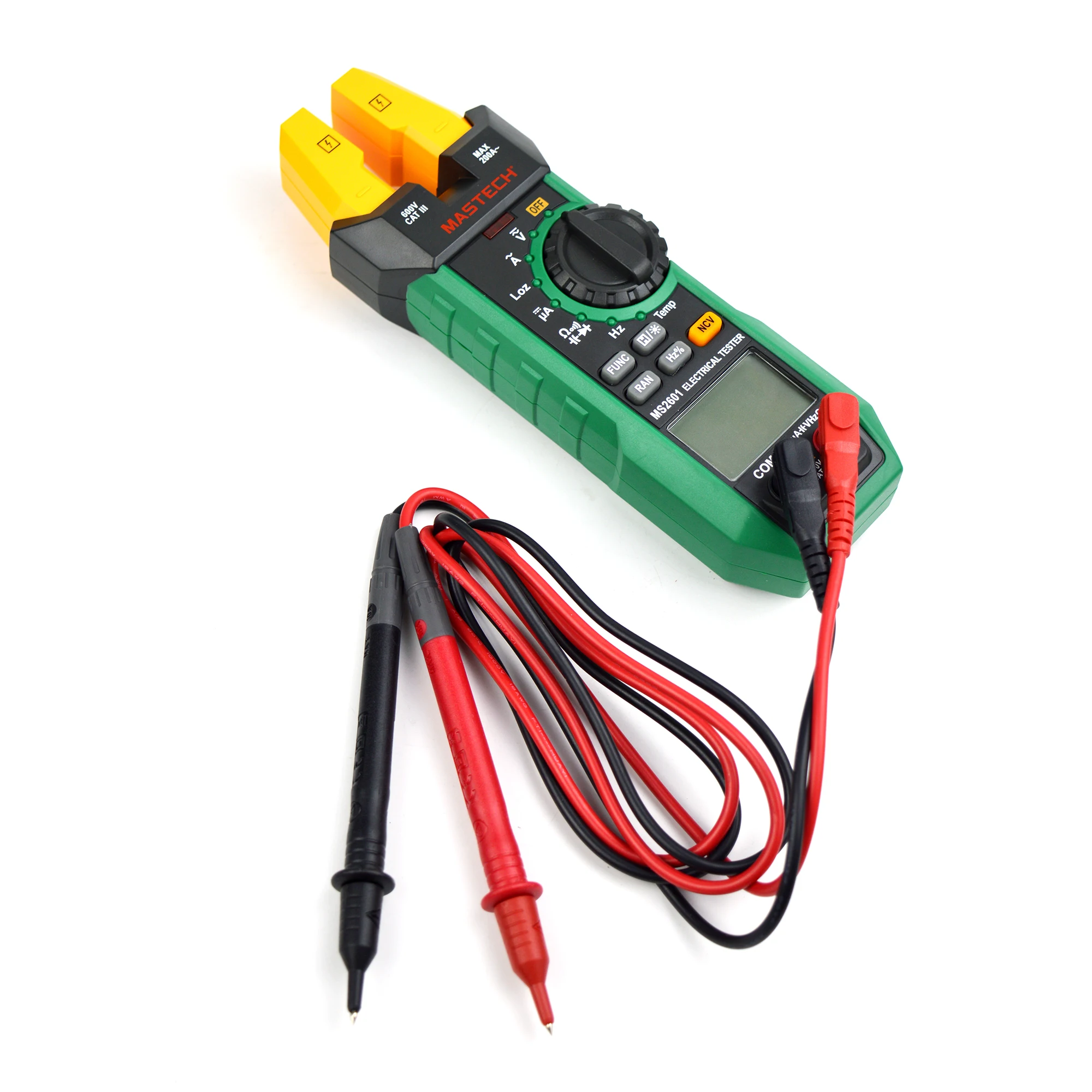 Imagem -06 - Mastech-digital Medidor de Garfo ac dc Tensão Corrente Resistência Diodos Continuidade Freqüência Duty Temperatura Ciclo Ms2601 200a 12 mm