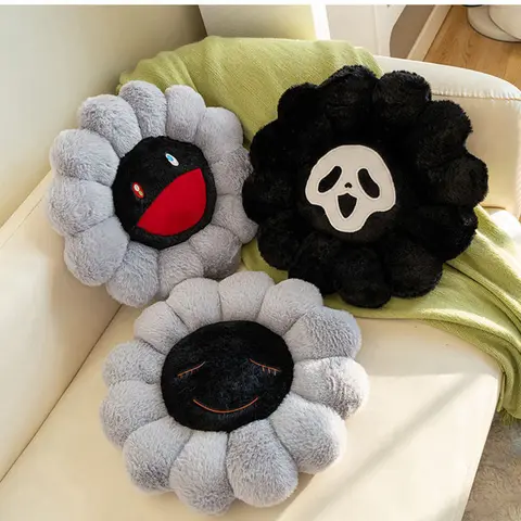 Flower Pillow Cushion Office Chair Ghost Devil Sunflower Plush Pillow Plant Petal Cushion Stuffed Toys for Girls Home Decor Gift