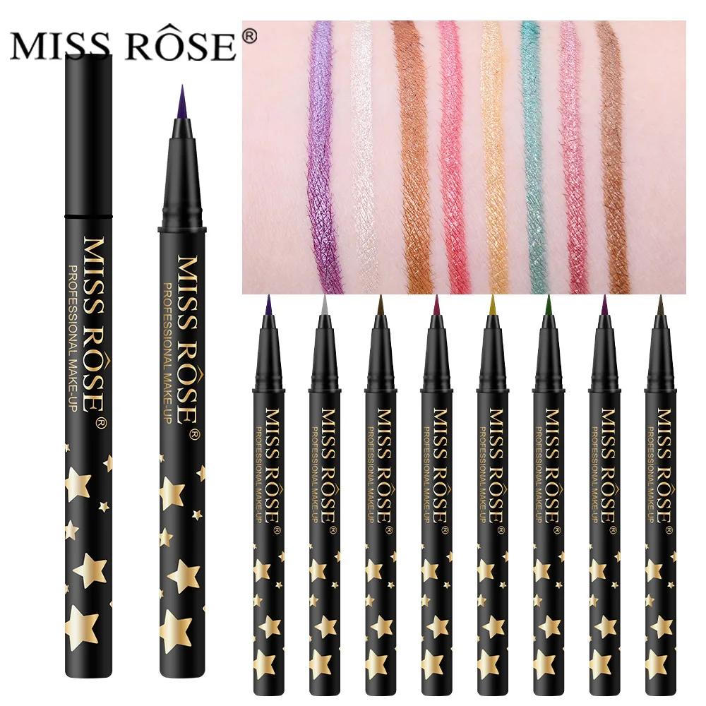 MISS ROSE Colourful Black Matte 24-Hour Liquid Eye Liner Pen Long-Wearing Make-up Not-Blooming Precise Eyeliner Pencil Cosmetics