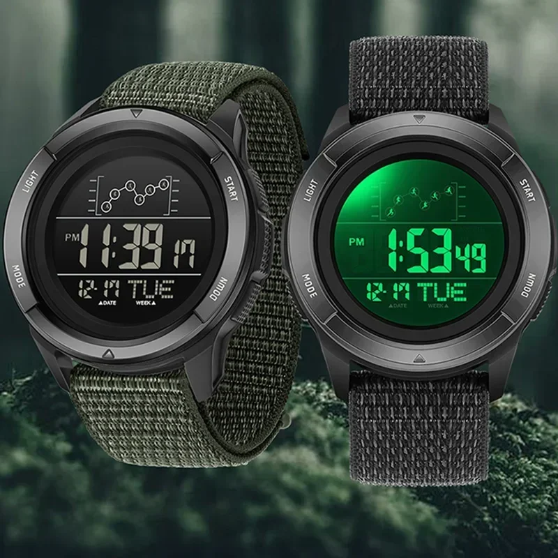 SANDA 2198 Men's LED Digital Sports Watch, Nylon Strap, Multifunctional Alarm & Countdown, Waterproof Wristwatch
