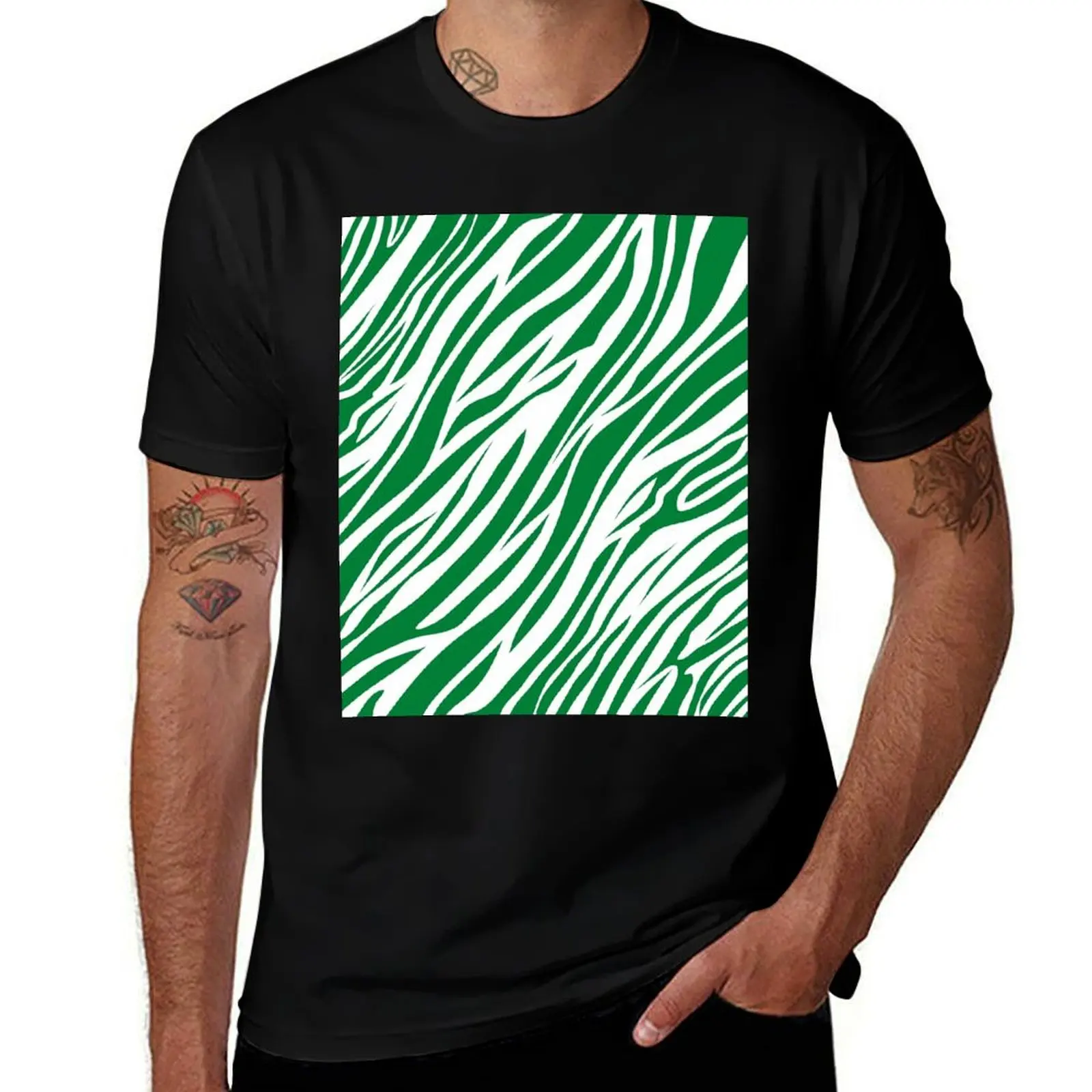 

Cool Zebra print-green T-Shirt anime t shirts oversize man t shirt summer t shirts designer T-Shirt