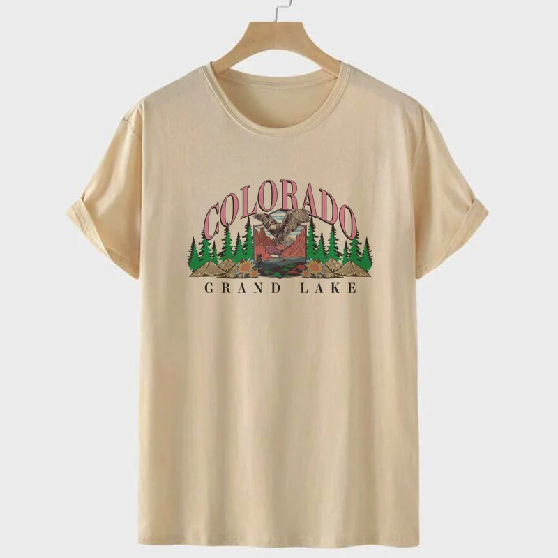 Colorado Grand Lake Women's Vintage T-Shirts Trendy Fashion Oversized Hiking Travel T Shirt Retro Boho Western Vacation Tees Top