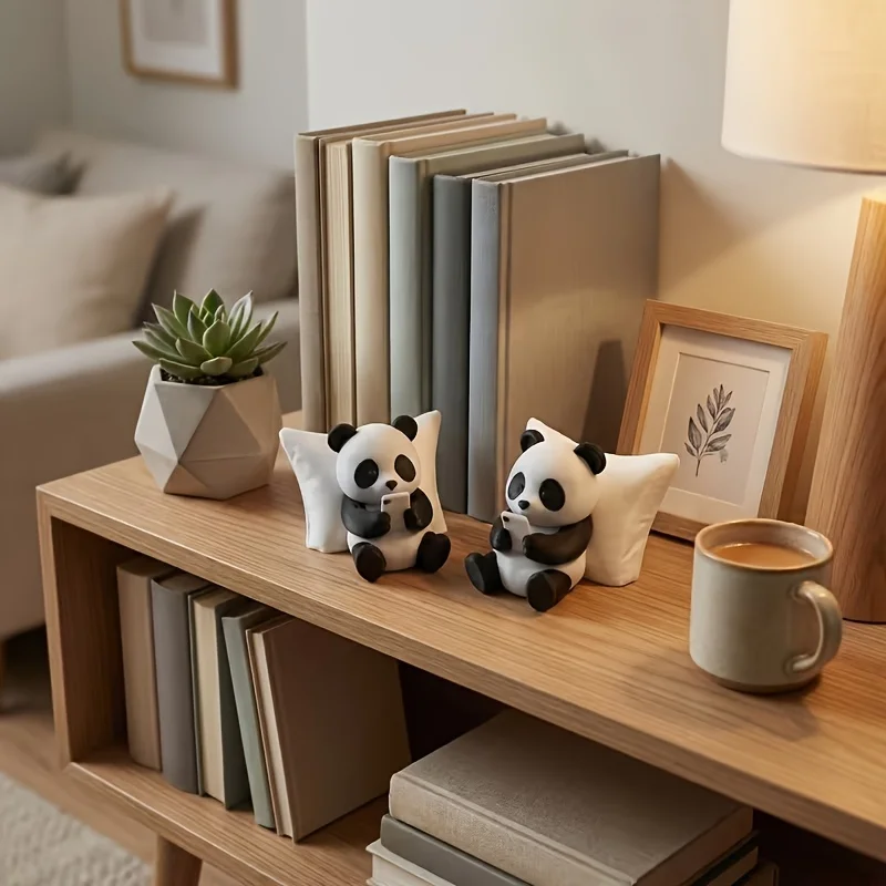 2/1 Piece Set of Cute Panda Sculpture Ornaments, Desktop Office Decoration, Car Accessories, Creative Animal Models, Collectible Small Statues, Car Hangings, Funny and Quirky, Make Your Plant Pots More Interesting, Halloween and Christmas Gifts