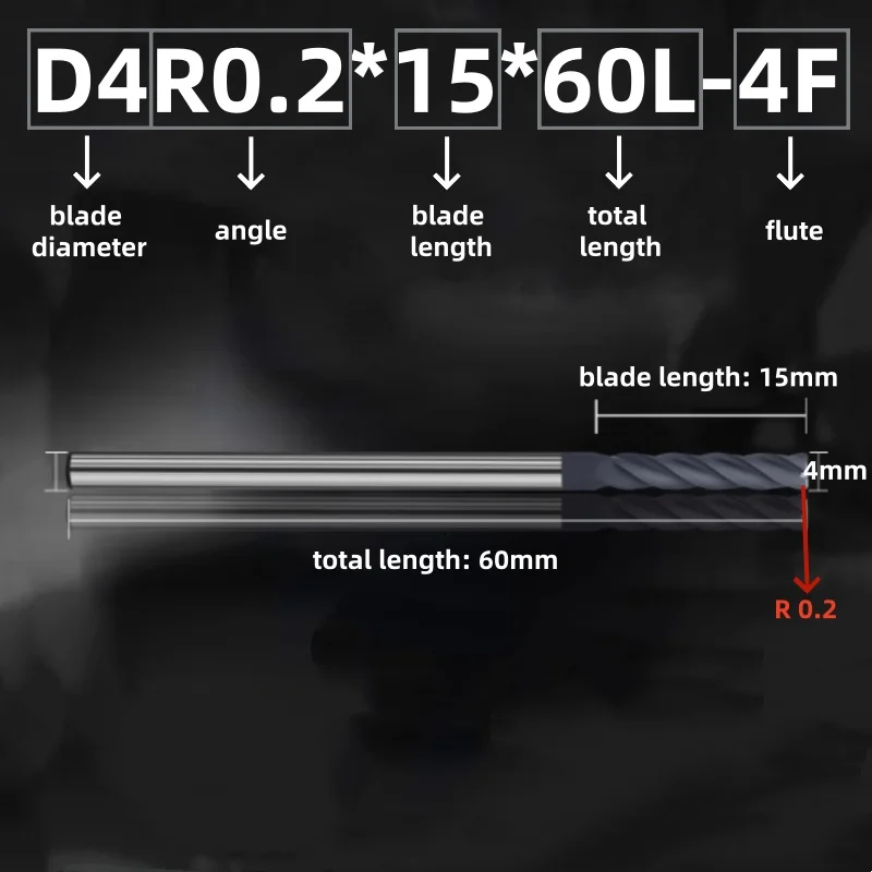 -75 - Coating Round Nose Milling Cutter Gr-aphi* for Car-bon Fiber PCD Fiberglass Composite Materials 4 Flutes-HDF
