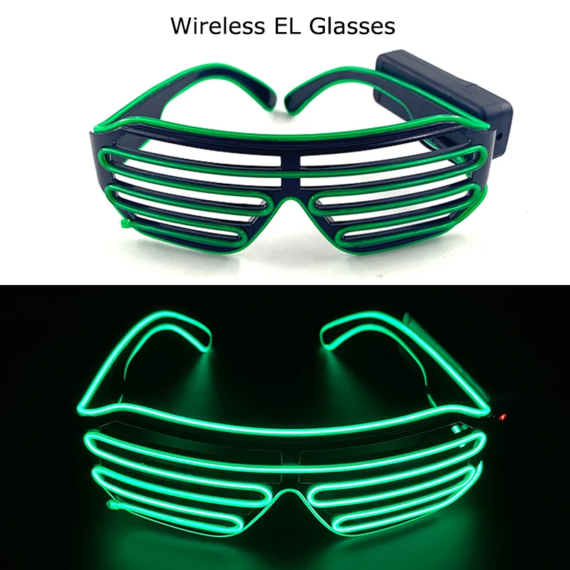 

Wireless LED Glasses Neon Flashing Glasses EL Wire Glowing Sunglasses Luminous Glow Bright Light Eyewear Carnival Supplies