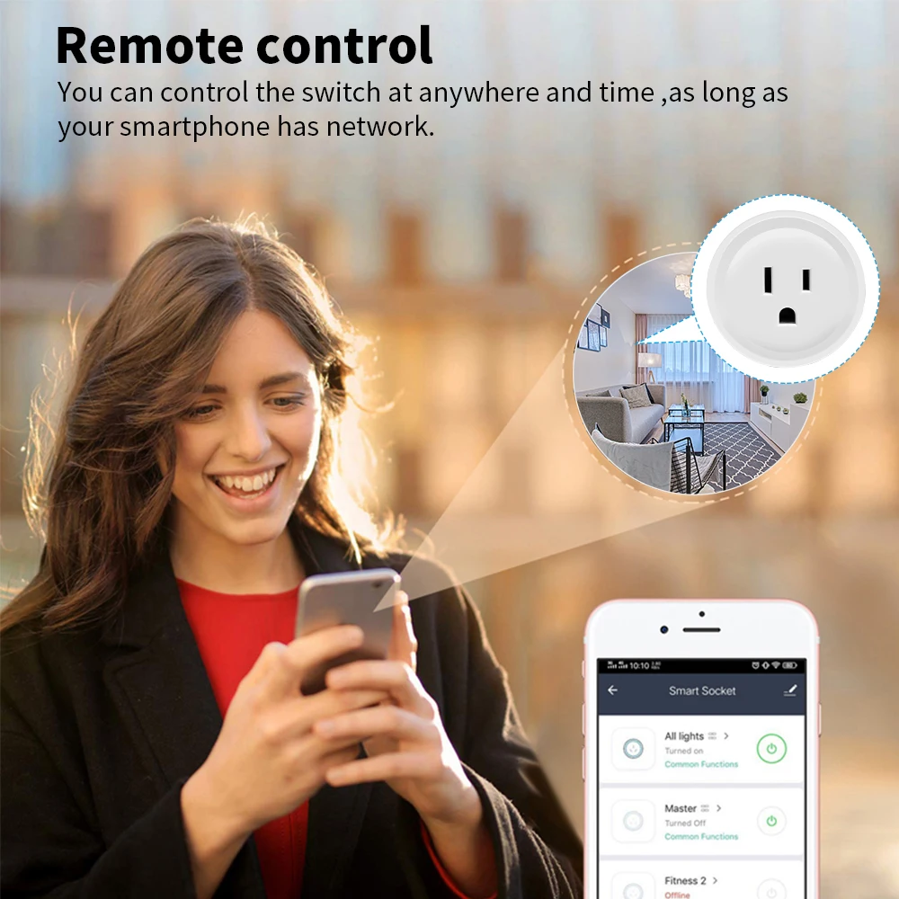 Tuya Wifi Smart Plug USA CA Socket Zigbee Switch Smart Home App Scene Linkage Support Alexa Google Home Voice Assitant Control