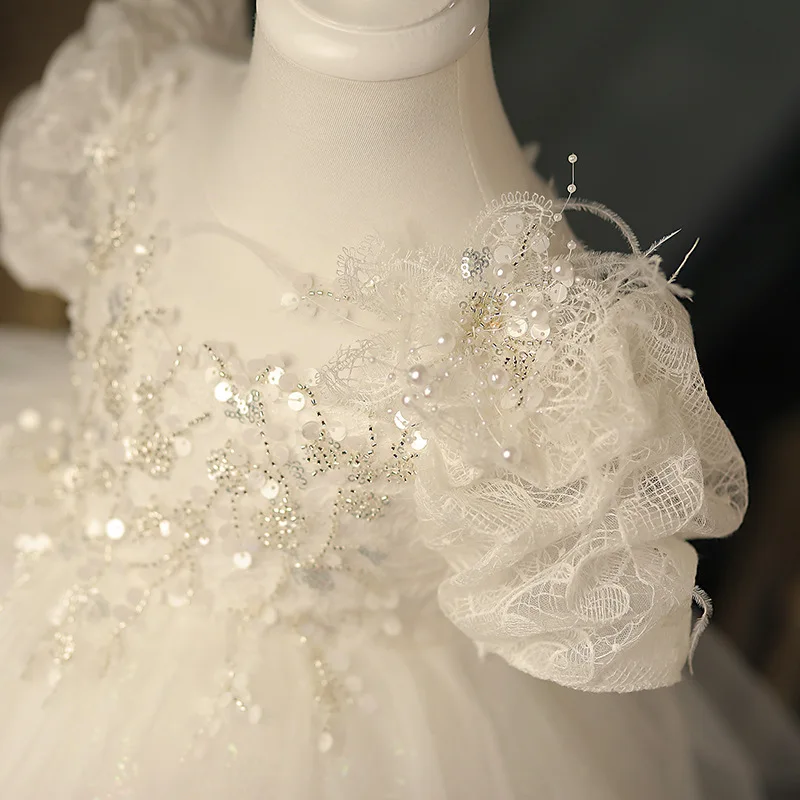 Girls' Dress Light Luxury Niche High-end Birthday Host Piano Performance Dress Flower Girl Wedding Little Girl Evening Dress