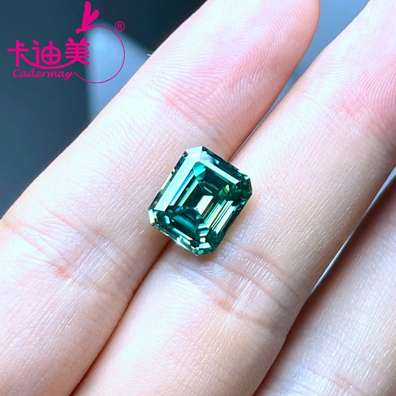 CADERMAY Green Loose Moissanite With Certifica  Emerald Cut 0.5ct-5.0ct for Jewelry Making Gemstones in Wholesale Price Factory