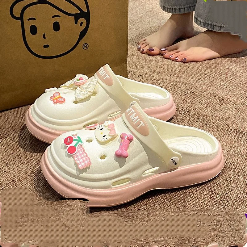 Sanrio รองเท้าสวนฤดูร้อน Kuromi Kawaii รองเท้าแตะ Hello Kitty รองเท้าแตะการ์ตูน Cinnamoroll อะนิเมะรองเท้าแตะหวานคนรักแฟชั่นใหม่