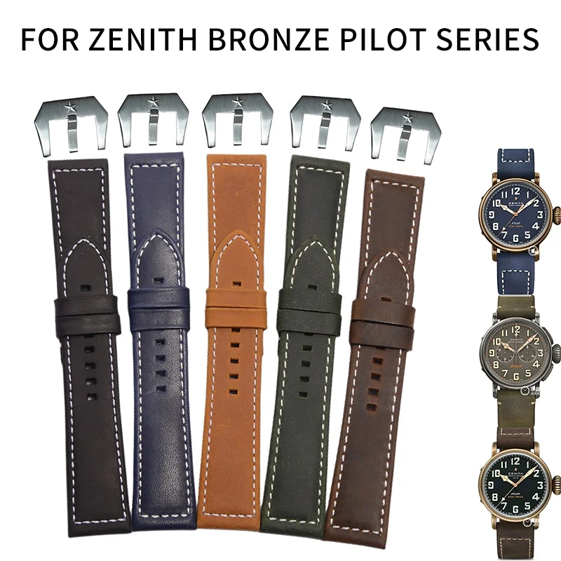 

FOR ZENITH BRONZE PILOT SERIES,MAD HORSE LEATHER STRAP