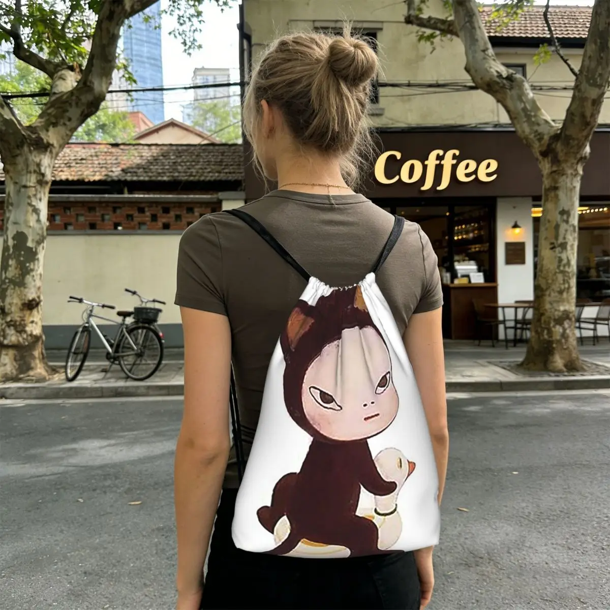 

Yoshitomo Nara Backpacks Multi-function Drawstring Bundle Pocket Sports Bag Book Bags for Man Woman Students
