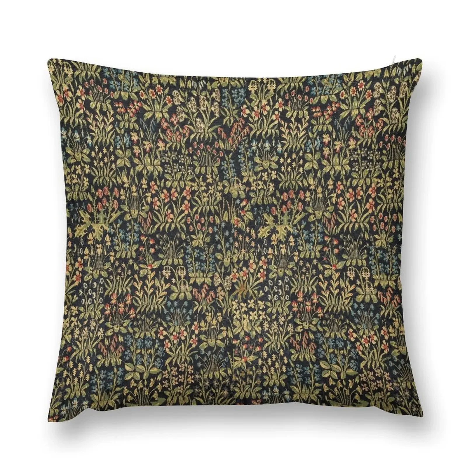 

Medieval Gothic Fantasy Flowers Tapestry Floral Pattern Throw Pillow Plaid Sofa pillow