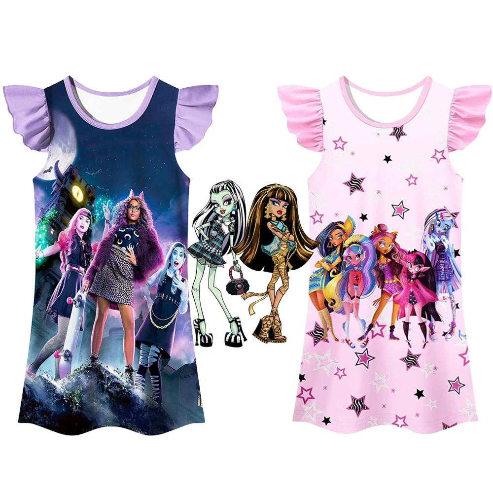 Monster High Clothes Cartoon Doll Frankie Stein Cosplay Night Dress Girl Princess Sweet Beauty Pajamas Kid Fashion Anime Clothes