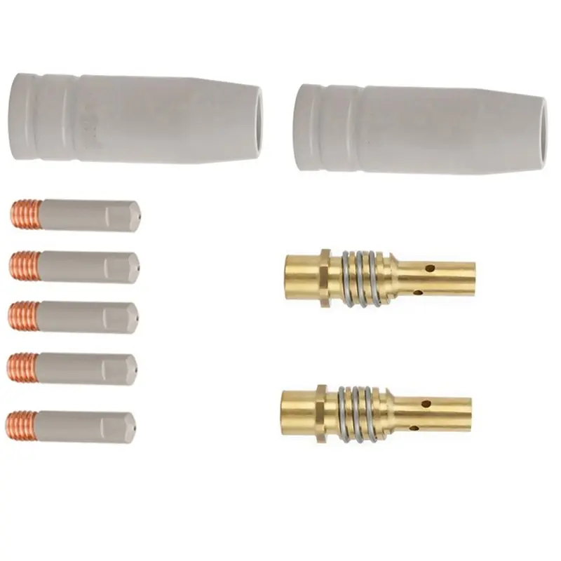 AFOURT-Protective Nozzles& Conductive Welding Tips 9-Piece Set Of 15Ak Mig Welding Machine Nozzles