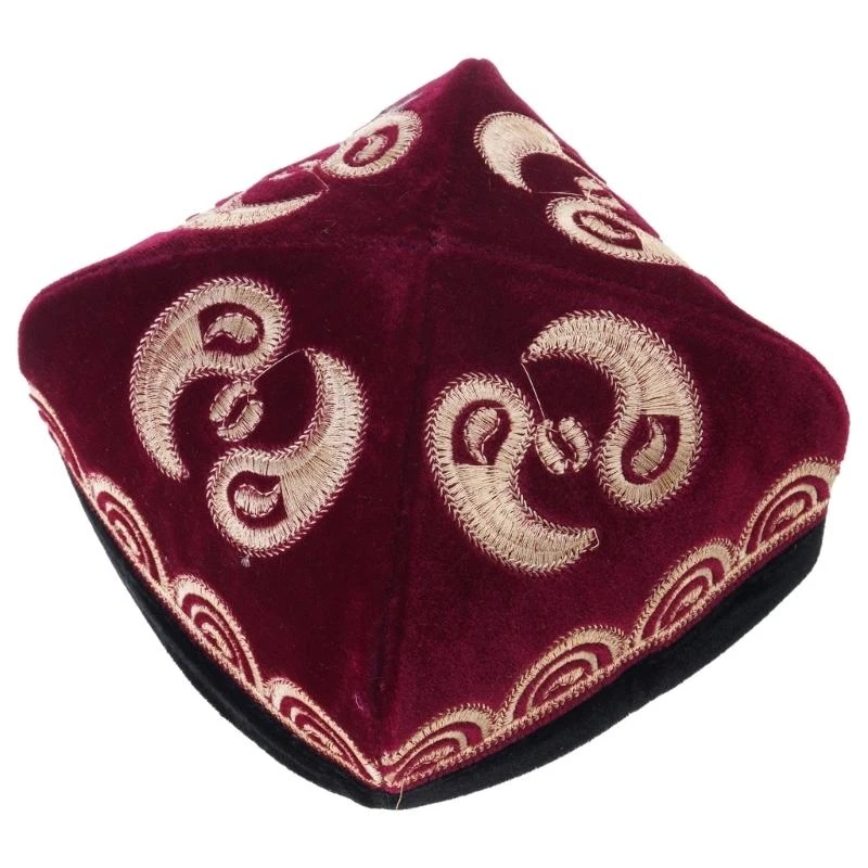 

31BB Comfortable and Adjustable Velvets Hat Unisex Embroidery Hat Chinese Cultural Hat for Fashion and Tradition Lover