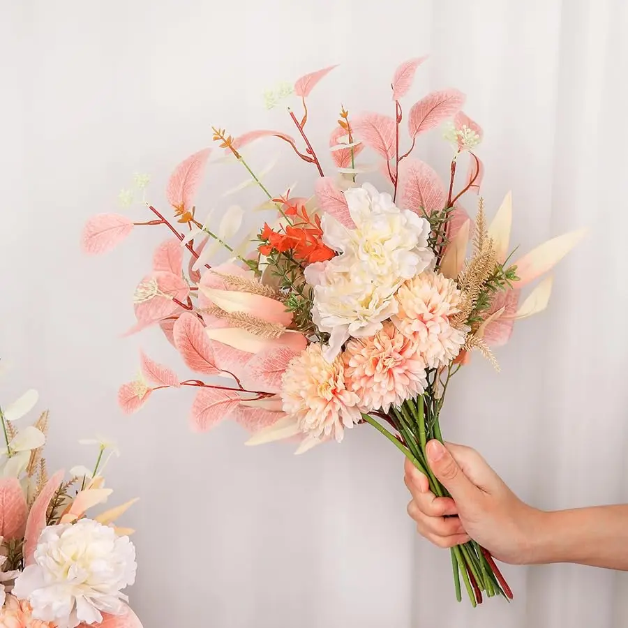 Flores falsas Flores de imitación en jarrón, artificiales con jarrón, arreglos florales, plantas artificiales, ramo de seda bohemio