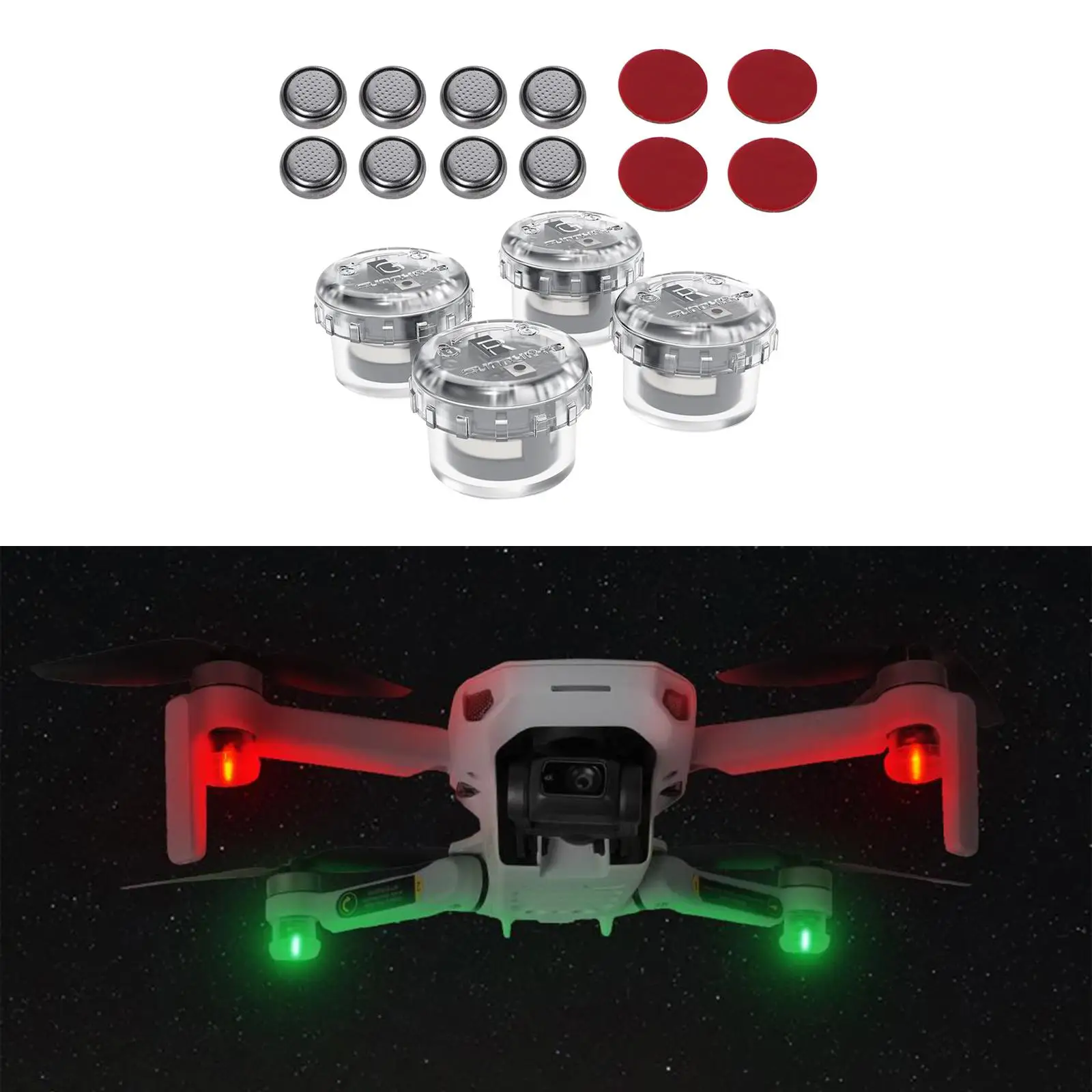 4x LED Luce di volo notturna Segnale di luce lampeggiante notturna Estensione indicatore di allarme per DJI Mavic Mini 2/ Mavic Air 2 / Mini