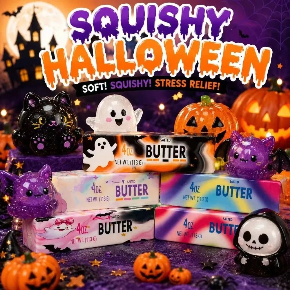 Ultra-Soft Slow Rising Butter Stick Squishy Colorful Halloween-Themed Butter Stick Squishy Toy Slow-Rebound Realistic
