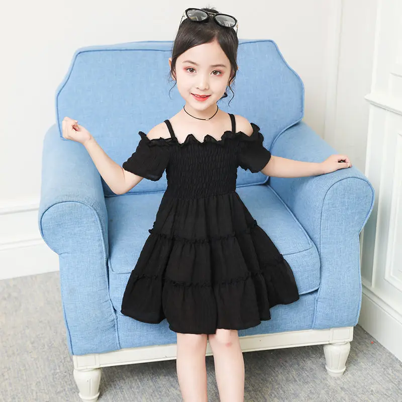 Girl Dresses Solid Color Girl Child Summer Dress Casual Style Children Party Dresses Solid Clothes Girl 6 8 10 12Y Girls Clothes