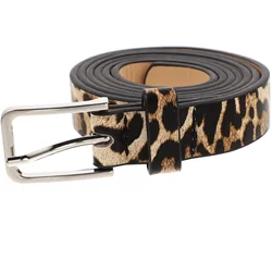 Cinturón de leopardo PU para mujer y niña, cinturón de vestir, marrón claro