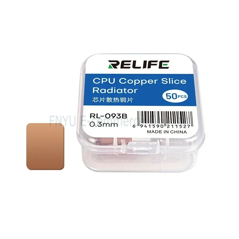 RELIFE RL-093 Chip disipador de calor hoja de cobre tarjeta gráfica IC almohadilla de disipador de calor térmico 0,1/0,3/0,5 MM 50 Uds CPU radiador de rebanada de cobre