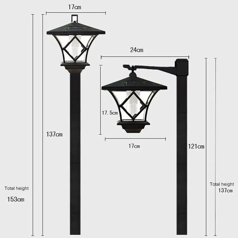 1.5M LED Solar Powered Traditional Garden Lamp Post Lamppost Lantern Light Decor