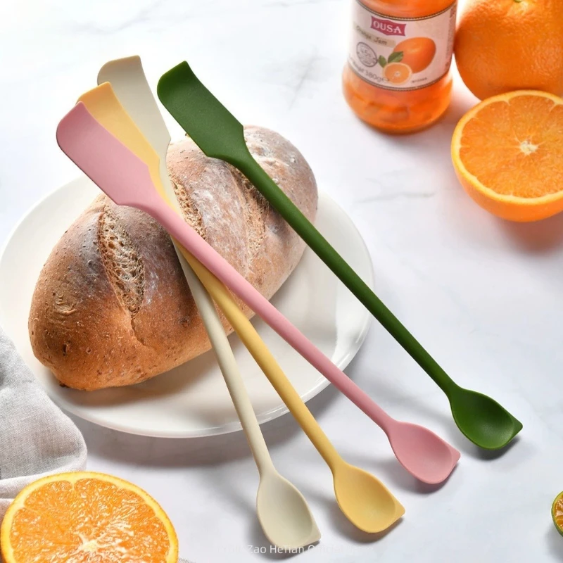 

1/4pcs Silicone Double Ended Spatula Jam Cake Spatula Jam Paste Deep Bottle Spatula Baking Supplies