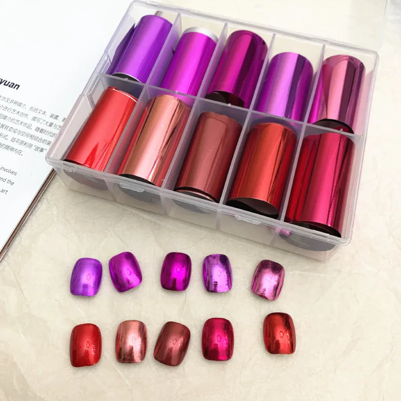 10 Muster neue Metall-Nagelfolien für Transferpapier-Aufkleber, florale Chamäleon-Nägel, Wraps, DIY, Wasser, Marmor, Nagelkunst-Dekorationen – Detail 3