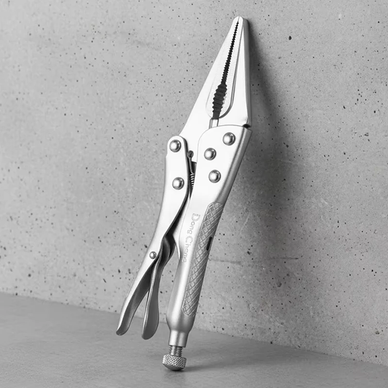 9 Inch Pointed Nose Locking Pliers 72mm Max Opening Carbon Steel With Micro Adjustment For Precision Clamping Repair Hand Tool
