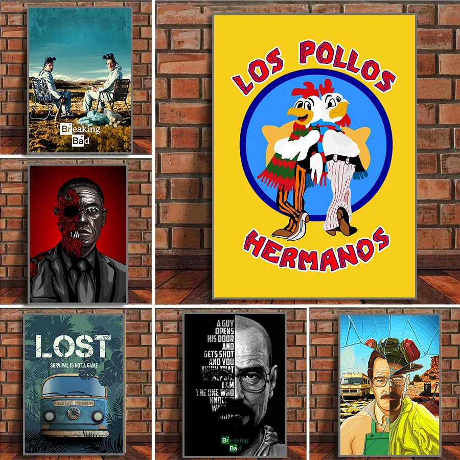 Classic Movie Breaking Bad Poster Los Pollos Hermanos Canvas Painting Funny Wall Art Picture for Living Room Bar Home Decor