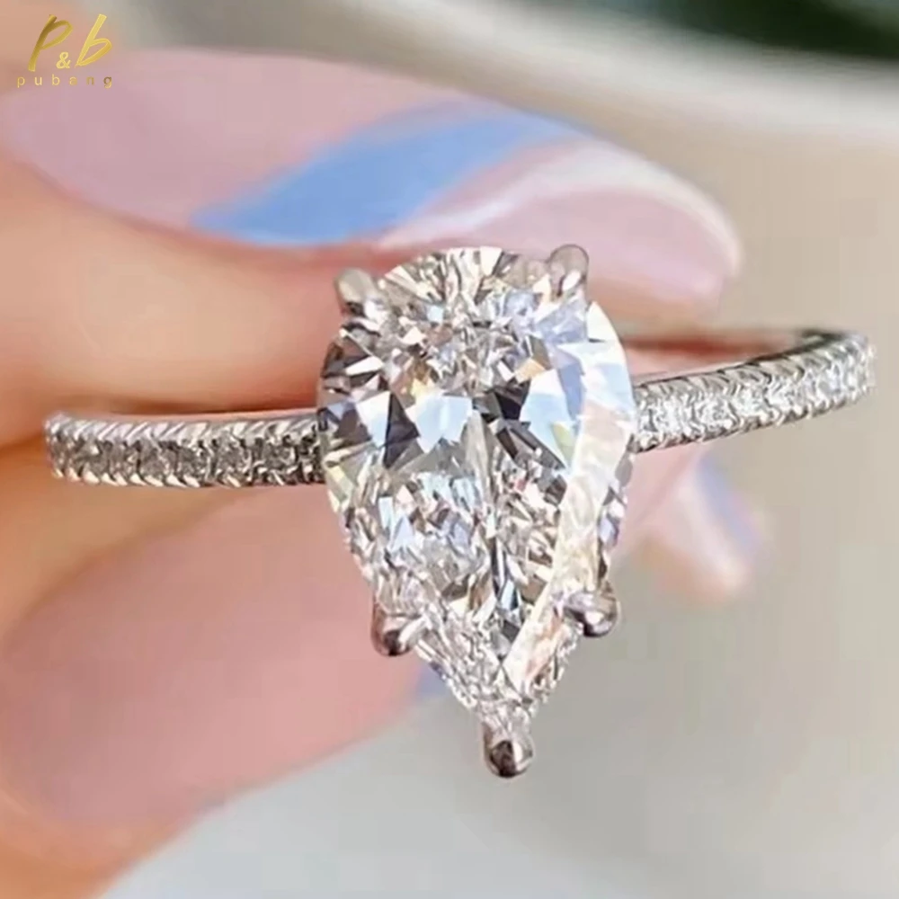 

PuBang Fine Jewelry VVS1 3EX D Кольца с муассанитом и бриллиантами из белого золота 18 карат на заказ 6 карат Современная грушевидная огранка Свадебные обручальные кольца для женщин