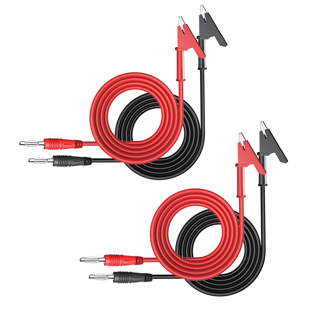 2 Pairs Test Crocodile Clips To 4 Mm Banana Test Cables For Multimeter Test Electrical Testers Multimeters Oscilloscopes