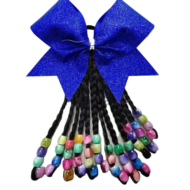 NEW Christmas Large Hair Beads Ponytail Accessories Kids Hair Ties with Glitter Cheer Bow  Girls Elastic Hair Balls