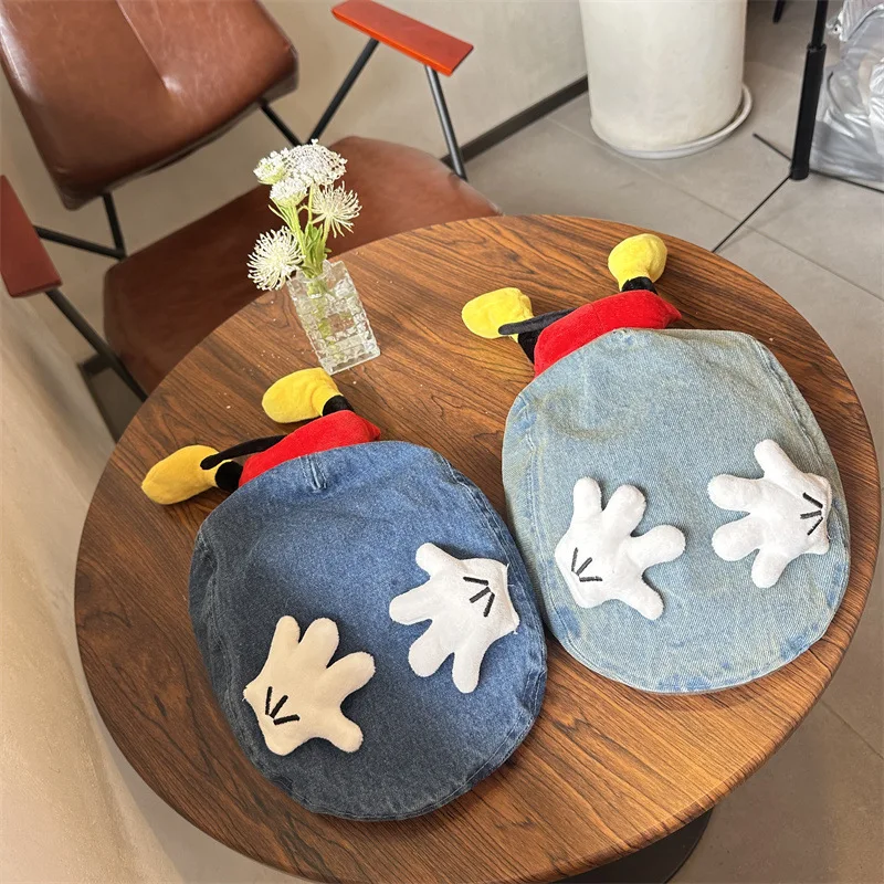 Милый мультфильм Диснея Микки Маус покрывает лицо, попа, берет, защита от солнца, старый берет в стиле ретро.