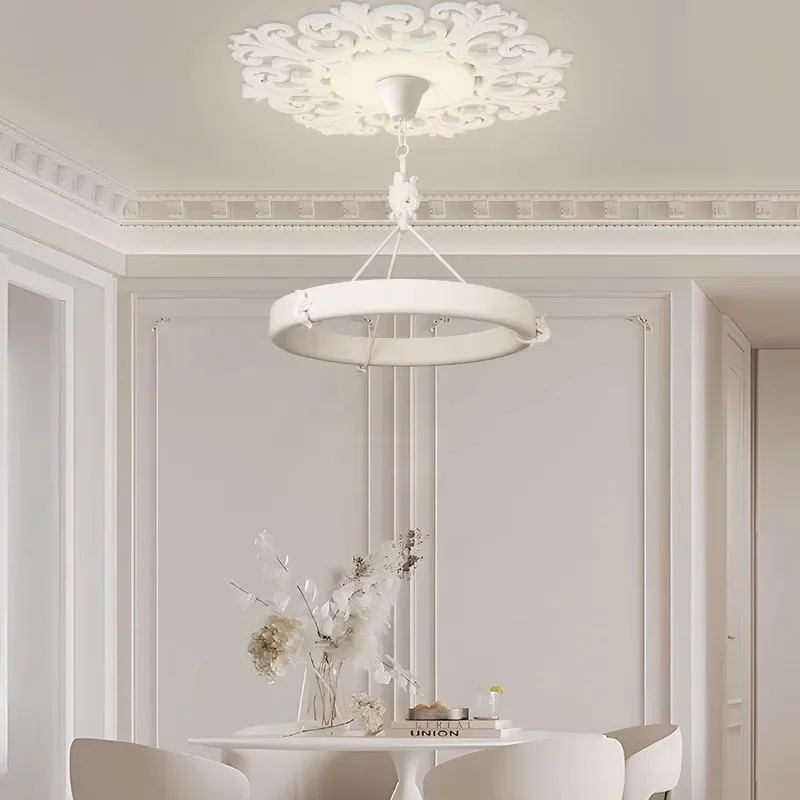 

GHJUYIOL French style light luxury gypsum living room pendant lamp designer retro villa bedroom restaurant creative cream style