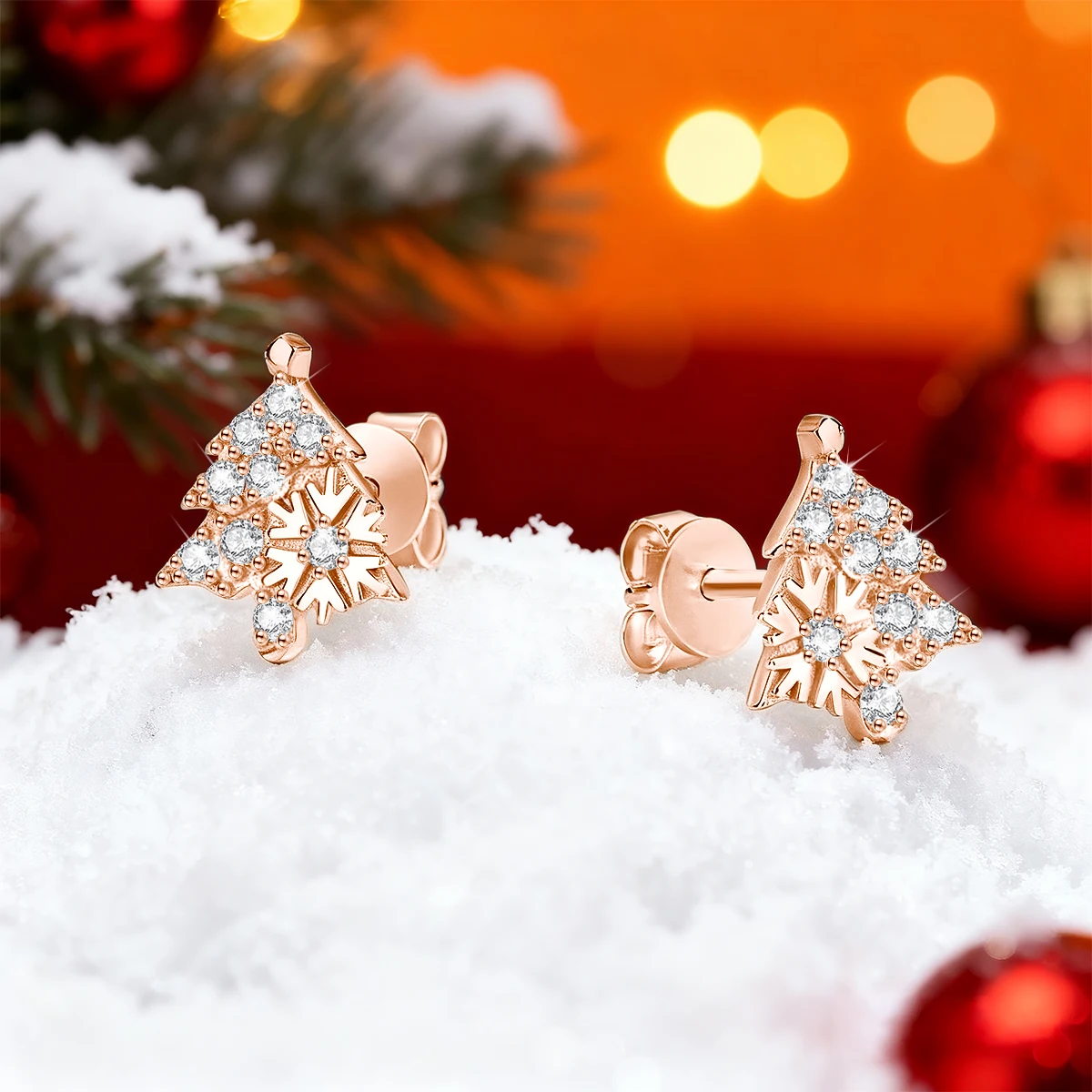 

SDOOU Cute Santa Hat Moissanite Stud Earrings 925 Sterling Silver Christmas Tree New Year Gift Festive Holiday Jewelry for Girls