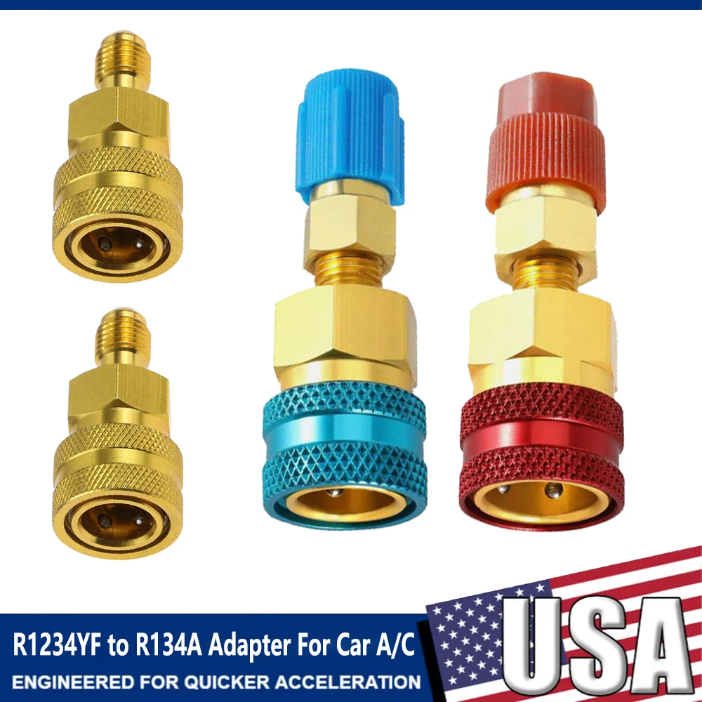 

Air Conditioning Installation R1234YF to R134A Adapter Kit Quick Couplers High/Low Side Conversion for Car A/C