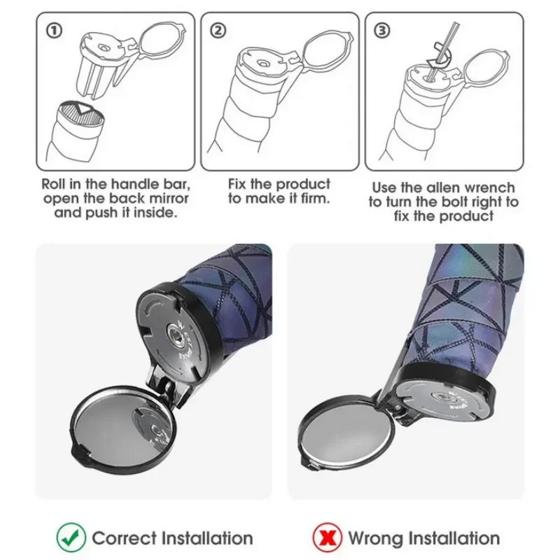 Cycling Mirror 360 Rotation Flexible 16-22mm Bike Handlebar Mirror Handlebar End Mirror Bicycle Rearview Mirror Rearview Mirror