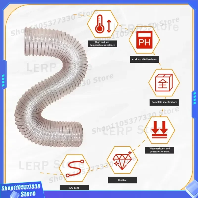 10M Industrial Vacuum Dust Collection Hose 4 Inch 6 Inch Flexible Pipe for Woodworking Workshop Cleaner System Accessories