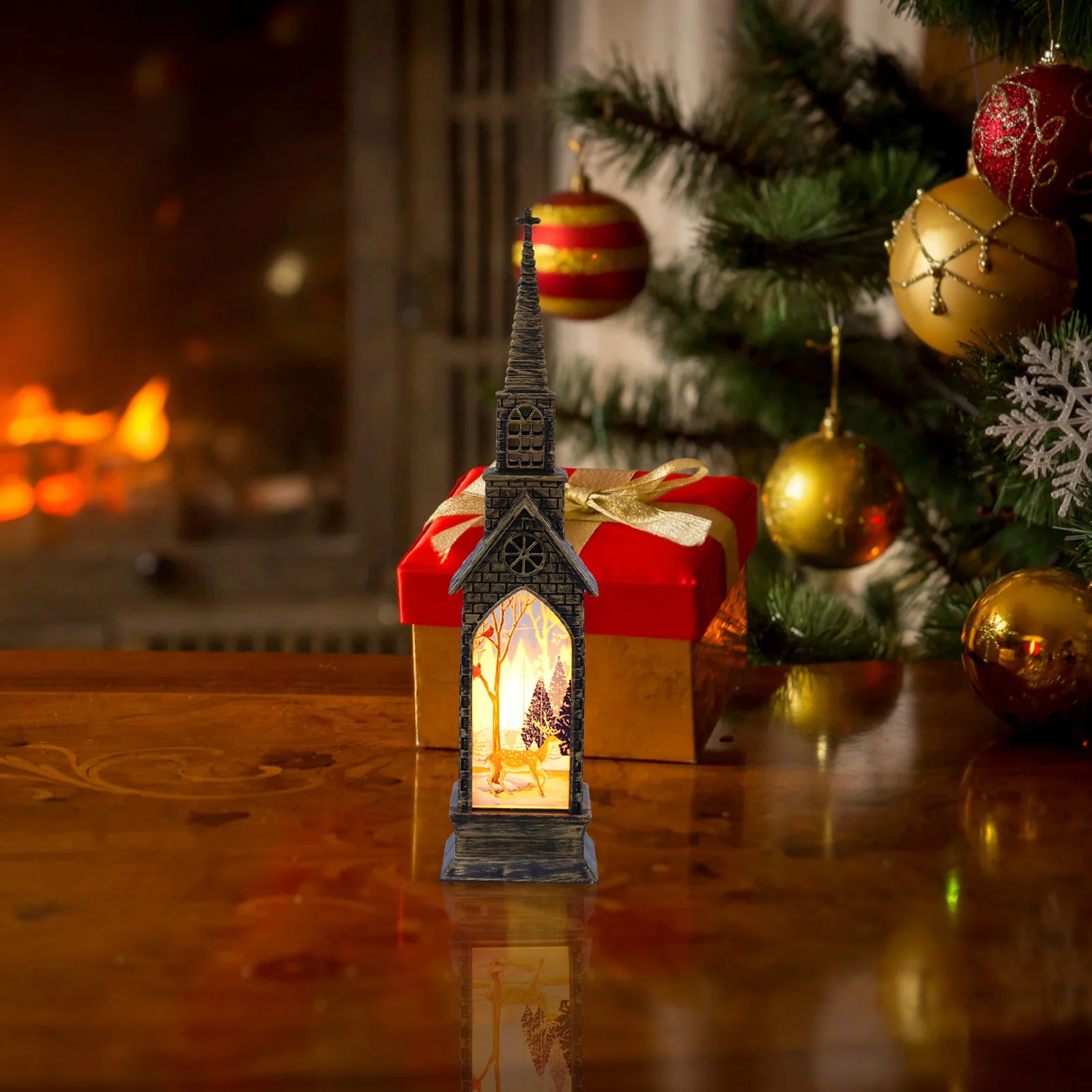 1Pcs Christmas Luminous Castle Ornament LED Lighted Table Decor for Holiday Party Home Festive Ambience Upgrade