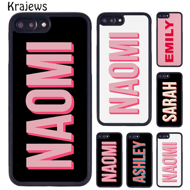 Krajews Pink PERSONALISED CUSTOM Name INITIALS MONOGRAM Phone Case For iPhone 16 15 14 plus 11 12 mini 13 Pro XR XS Max