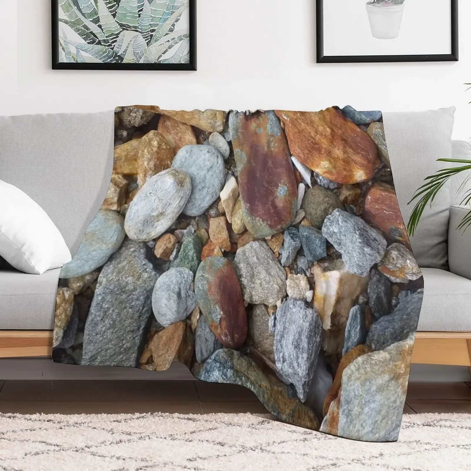 Natural River Stones, mineral rocks Throw Blanket Spring Fall Cozy Throw Blanket for Couch