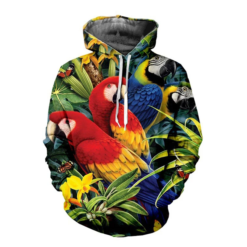 Hoodies For Men Parrot 3D Printed Graphics y2k Hoodies For Men Women Funny Animal Sweatshirt Bird Pullover Children's clothing